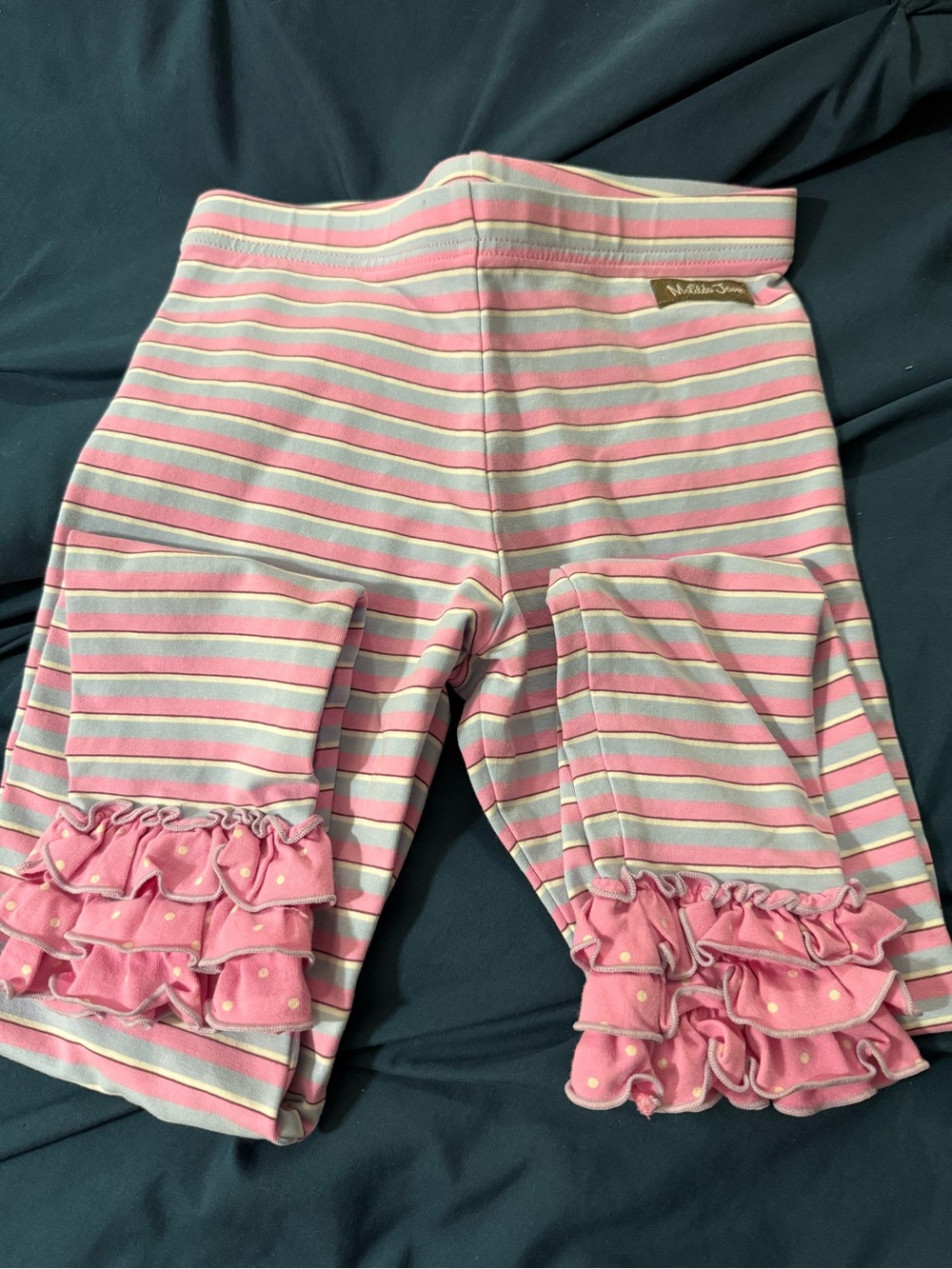 Matilda Jane Pink and White Striped Ruffle Hem Leggings